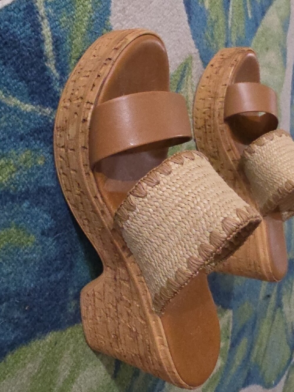 Italian Shoemakers Tan Woven-Trim Platform Slide Sandals - Picture 3 of 6